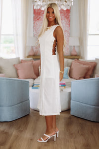 Polished Midi Dress - White-HAZEL & OLIVE MD4069-Small-