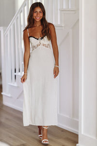 Queen of the Polka Dots Maxi Dress - White and Black-HAZEL & OLIVE-Small-