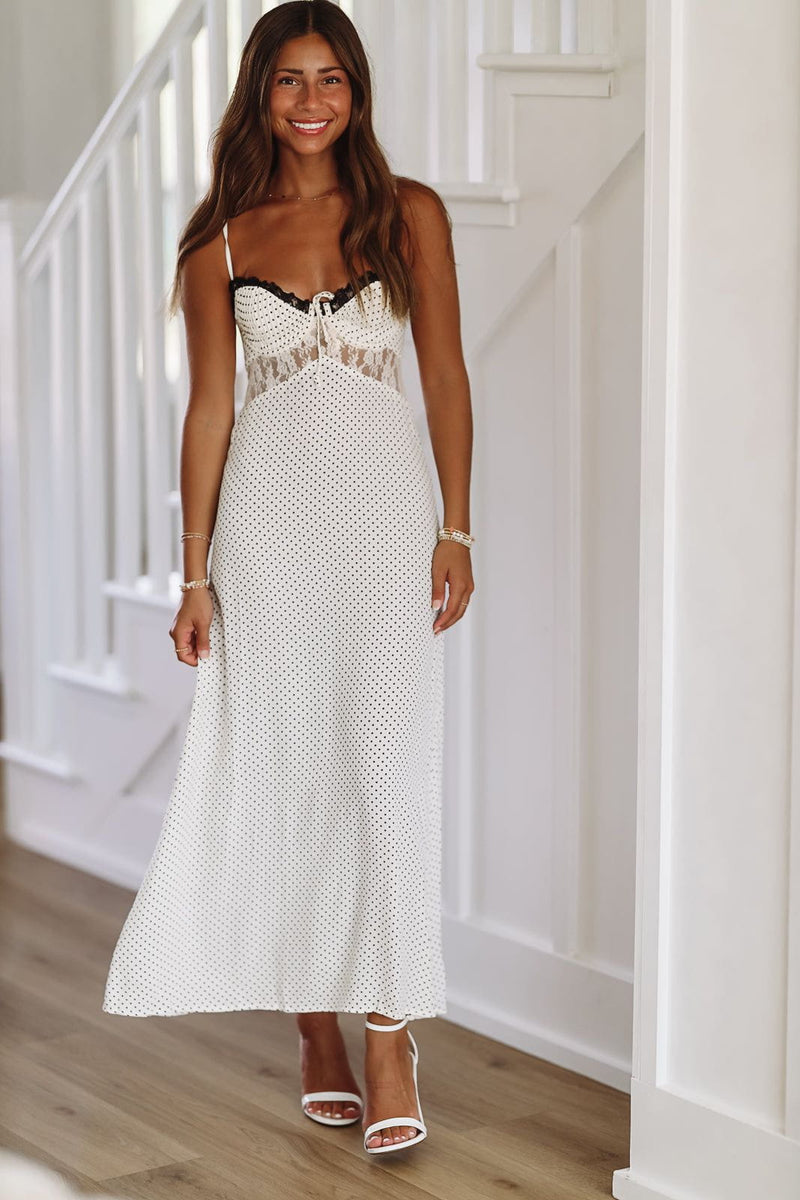 Queen of the Polka Dots Maxi Dress - White and Black, Medium | Hazel and Olive | Boutique Fashion Queen of the Polka Dots Maxi Dress - White and Black, Medium | Hazel and Olive | Boutique Fashion