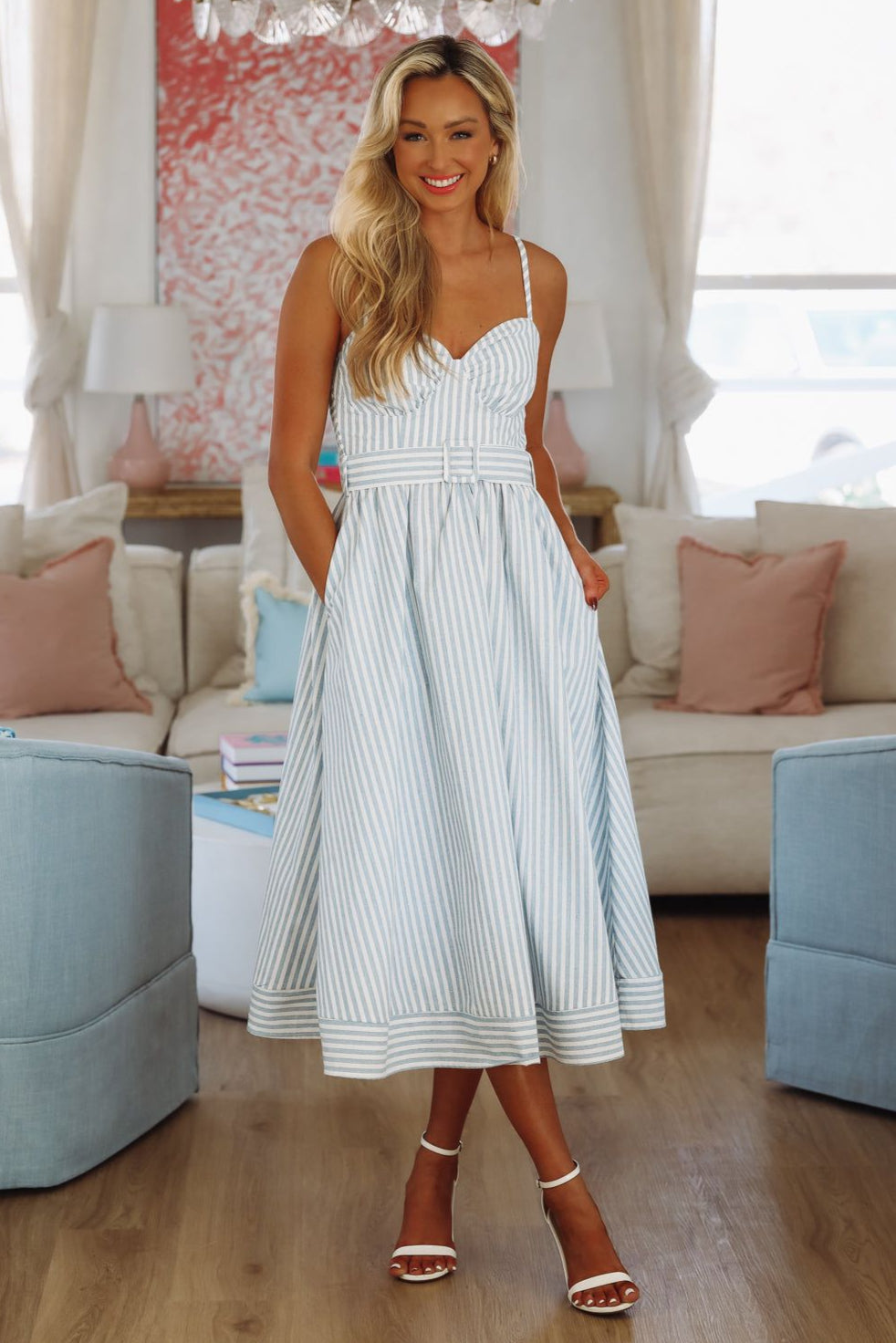 Polo Club Worthy Maxi Dress - Blue and White