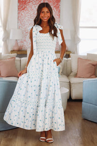 Popularity Piece Floral Maxi Dress - Blue and Ivory-HAZEL & OLIVE ID39087/02-Small-