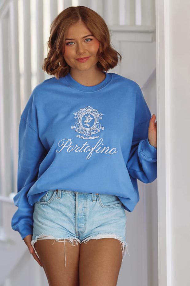 Portofino Oversized Sweatshirt - Blue-HAZEL & OLIVE-Small-