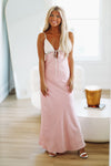 HAZEL & OLIVE Pretty in Pink Maxi Slip Dress - Light Pink and Champagne