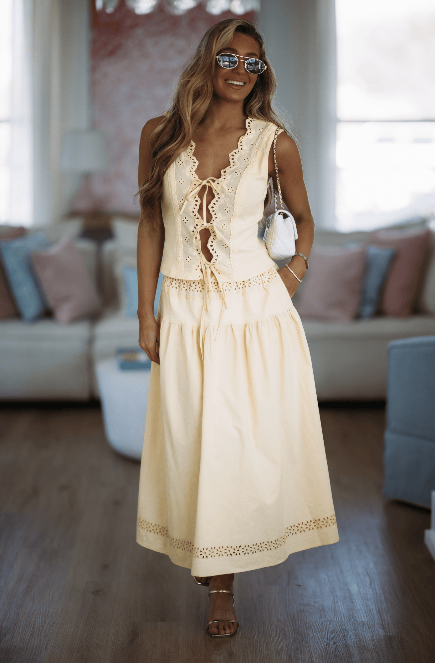 Hazel & Olive PS7007 Waverly Maxi Skirt - Light Yellow