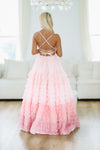 HAZEL & OLIVE Purely Romantic Ombre Ruffle Tiered Maxi Gown - Blush Pink