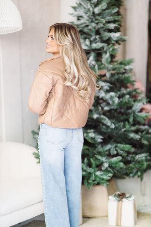 HAZEL & OLIVE Quilted Puffer Jacket - Taupe