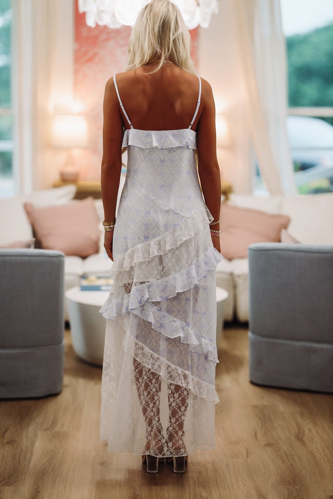 Lace Ever so Fancy Maxi Dress Gown - Blue-HAZEL & OLIVE R30030D/03-Small-