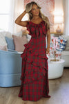 Hazel & Olive R30030D/08 Holiday Tartan Maxi Dress - Red and Green