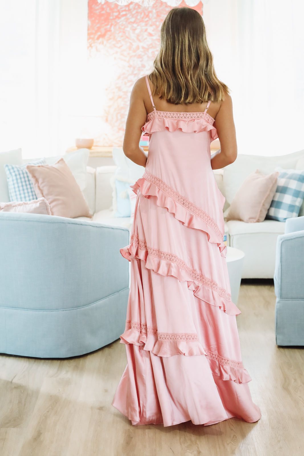 Hazel & Olive R30482D/02 Enchanted Lace Maxi Dress - Rose Pink