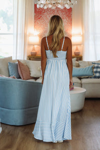 Hazel & Olive RCDQ00170 Étoile Stripe Midi Dress - Blue and White