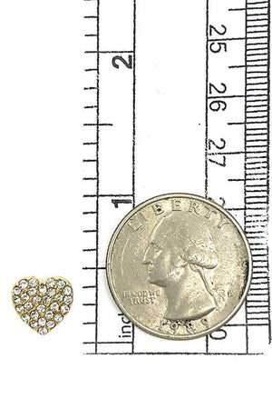 HAZEL & OLIVE Rhinestone Heart Stud Earrings - Gold
