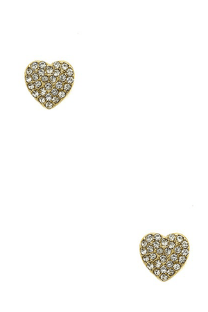 HAZEL & OLIVE Rhinestone Heart Stud Earrings - Gold