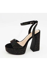 Rhinestone Platform Heels - Black-HAZEL & OLIVE-5.5-