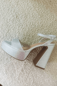 Rhinestone Platform Heels - Silver-HAZEL & OLIVE-5.5-