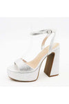 Rhinestone Platform Heels - Silver-HAZEL & OLIVE-5.5-