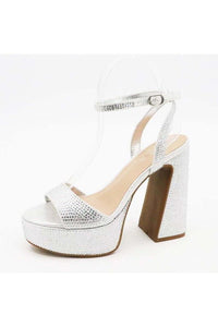 Rhinestone Platform Heels - Silver-HAZEL & OLIVE-5.5-