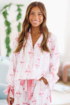 Ribbons and Bows Pajama Top - Pink-HAZEL & OLIVE-Small-
