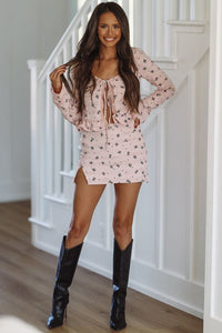 Ribbons and Ruffles Mini Skirt - Pink (FINAL SALE)-HAZEL & OLIVE-XS-