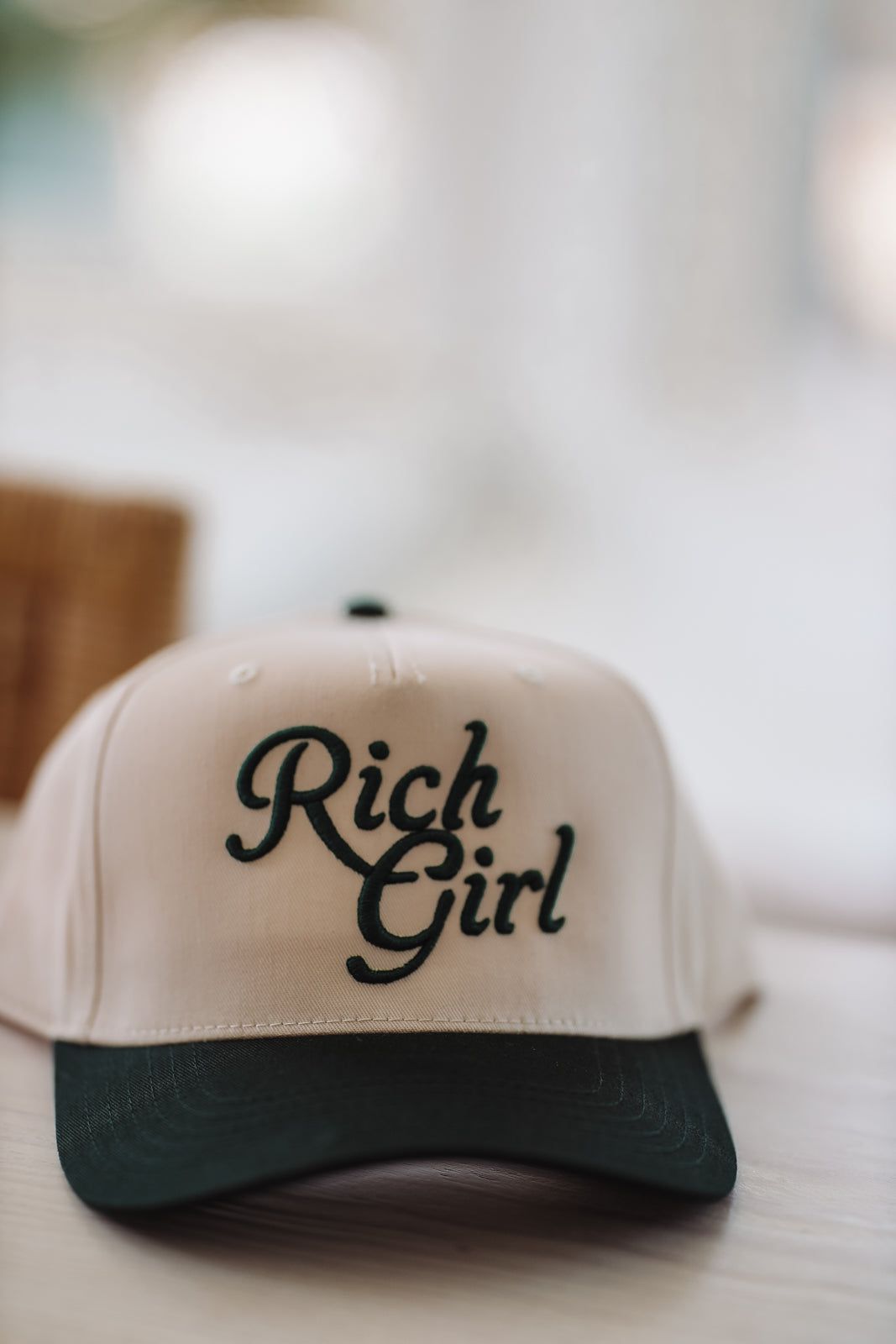 Rich Girl Two Toned Snapback Hat - Beige and Green-HAZEL & OLIVE-