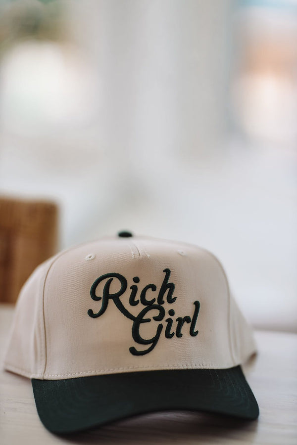 Rich Girl Two Toned Snapback Hat - Beige and Green-HAZEL & OLIVE-