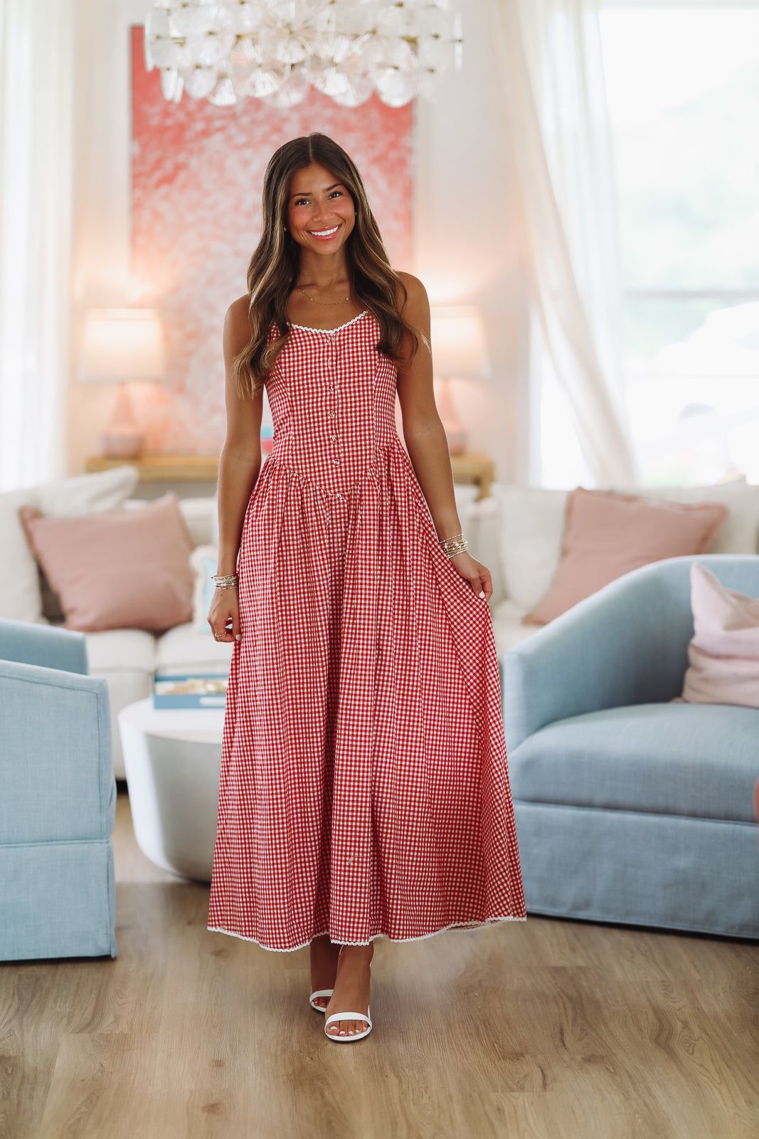 Romantic Picnic Maxi Dress - Red and White – Hazel & Olive