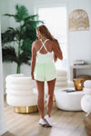 HAZEL & OLIVE Romp Around Town Cut Out Athletic Romper - Lime