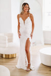 HAZEL & OLIVE Royalty Sequined Maxi Dress - White