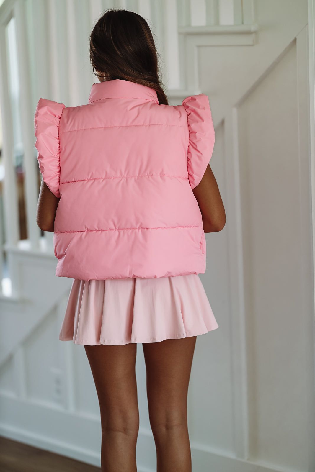 Ruffle Bow Puff Vest - Pink-HAZEL & OLIVE-Small-