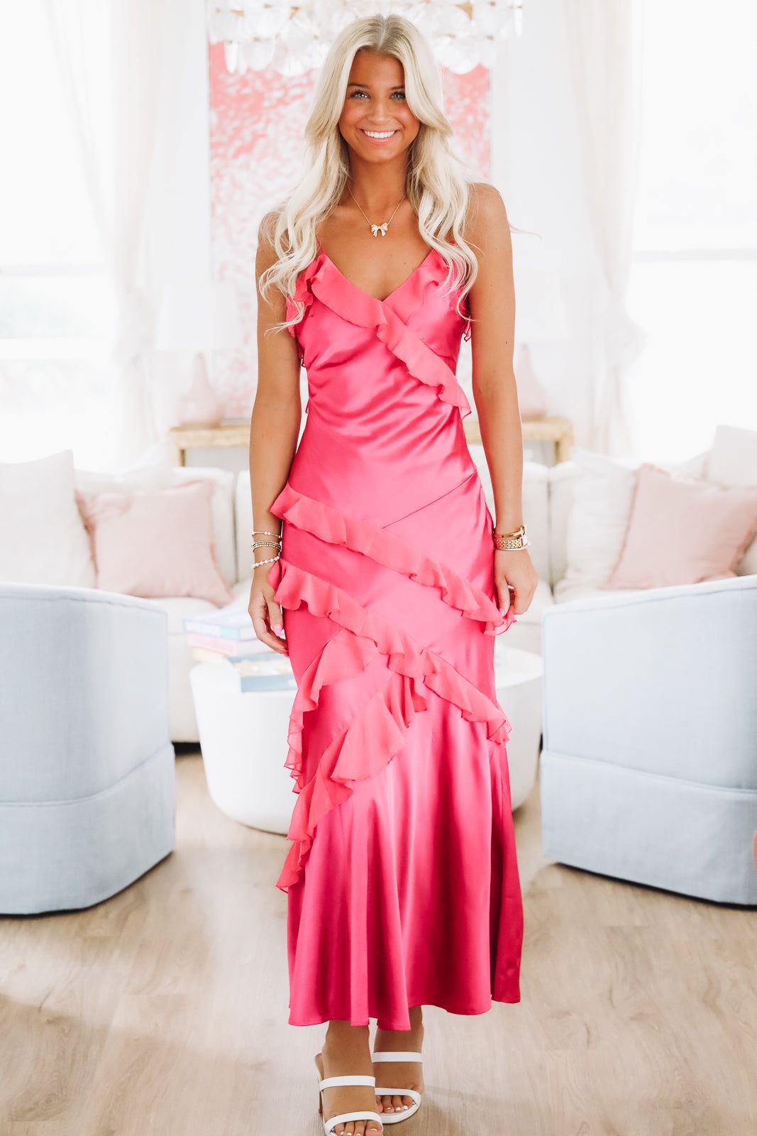 Ruffled Bliss Maxi Dress - Pink - Small Ruffled Bliss Maxi Dress - Pink - Small