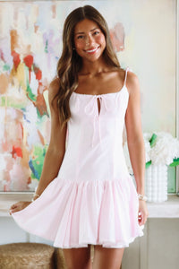 Sadie Mini Dress - Pink and White-HAZEL & OLIVE-Small-