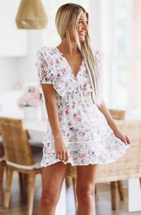 Sadie Mini Sun Dress - Pink and White-HAZEL & OLIVE-Small-