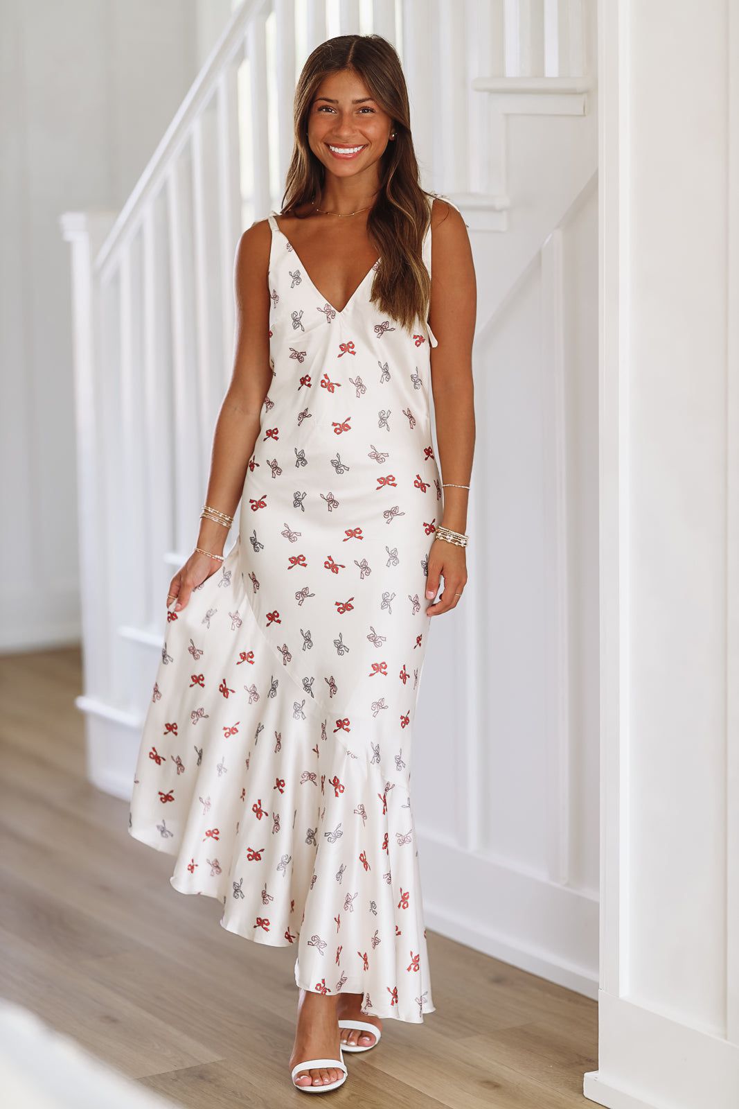 Satin Asymmetric Hem Slip Maxi Dress - Ivory-HAZEL & OLIVE-Small-