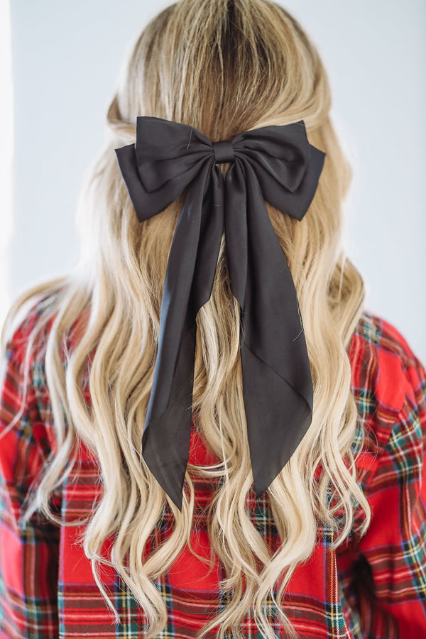 Satin Bow Hairclip - Black-HAZEL & OLIVE-