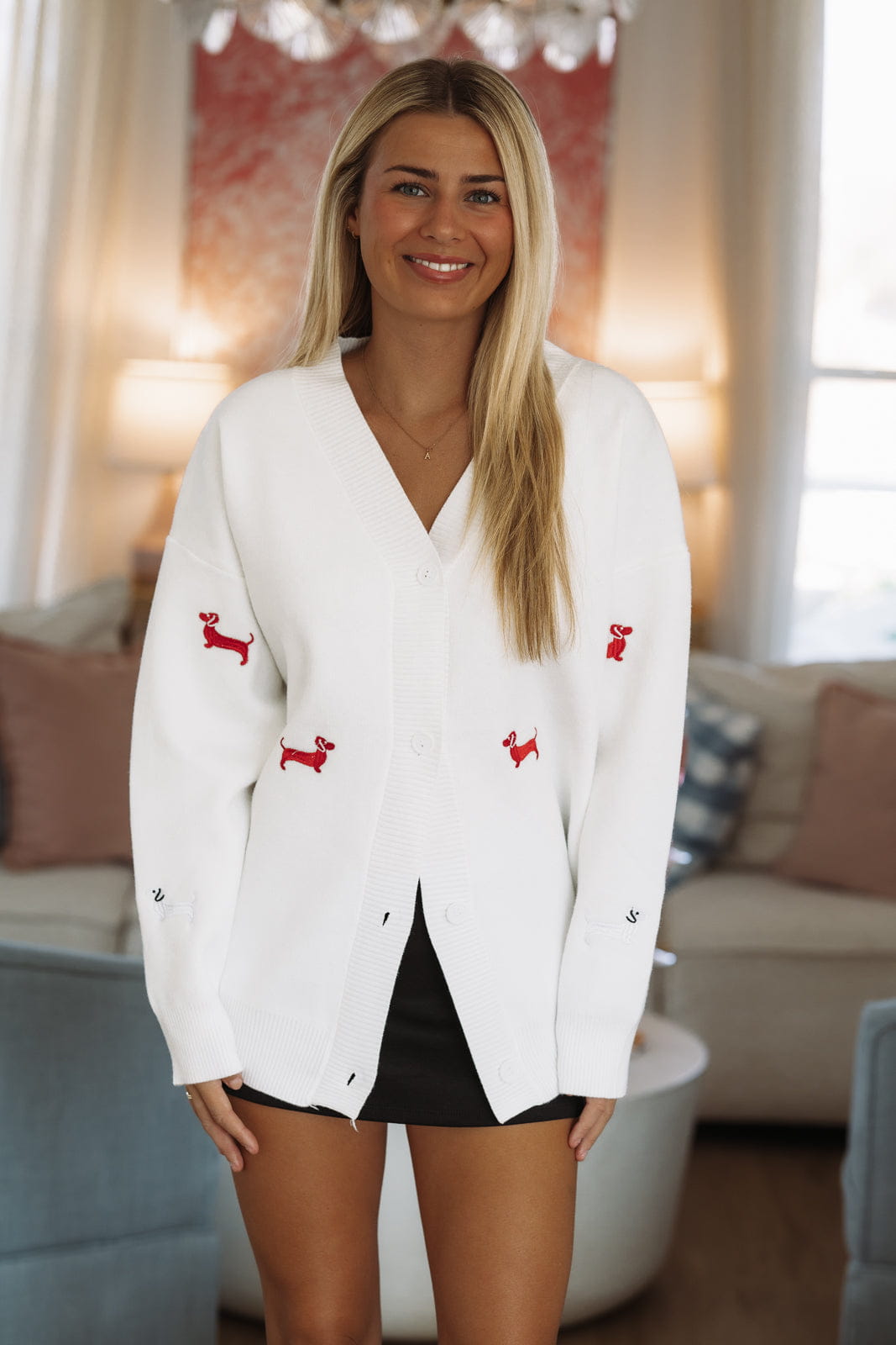 Hazel & Olive SAWH2508968/White 1 Hot Dog Cardigan - White