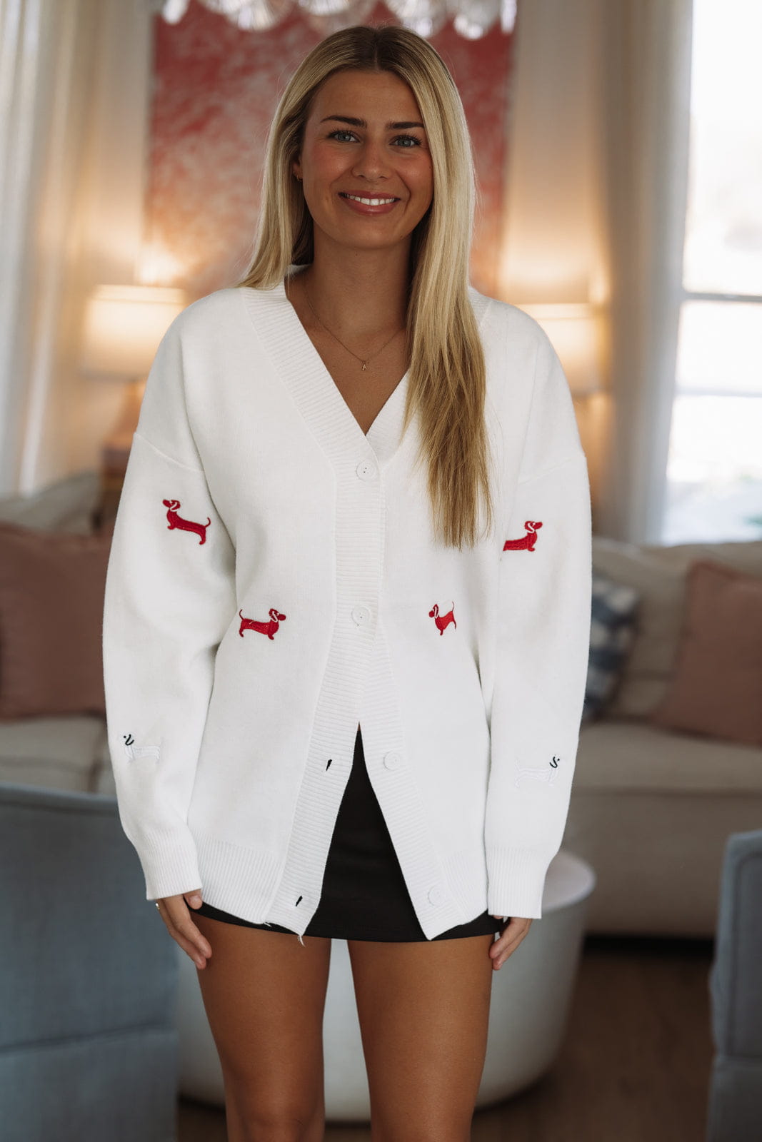 Hazel & Olive SAWH2508968/White 1 Hot Dog Cardigan - White