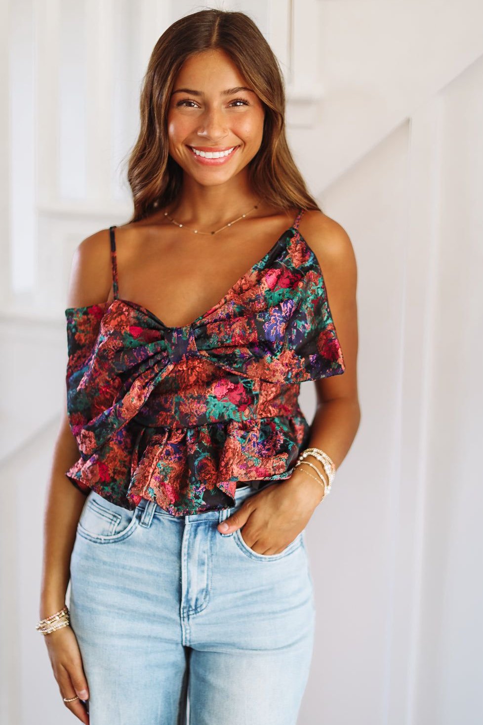 Say It Again Crop Top - Purple, Green and Blue-HAZEL & OLIVE-XSmall-