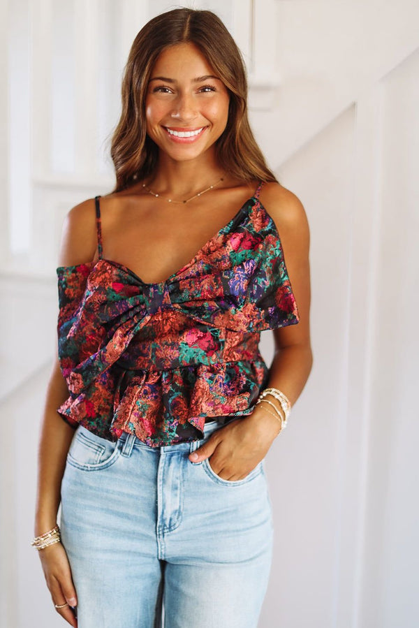 Say It Again Crop Top - Purple, Green and Blue-HAZEL & OLIVE-XSmall-