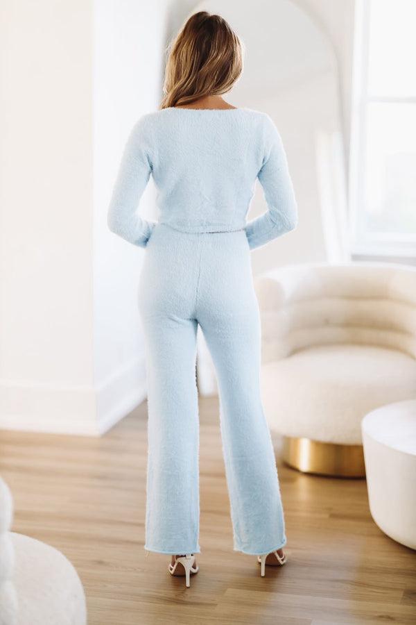 Say Less Knit Flare Pants - Light Blue-HAZEL & OLIVE-Small-