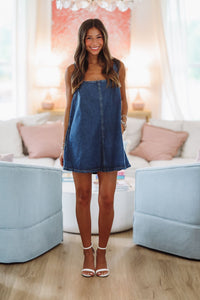 Jukebox Flare Mini Dress - Denim-HAZEL & OLIVE SD8667-XSmall-