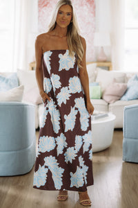 Hazel & Olive SDUH/D2422 Delta Breeze Maxi Dress - Brown and Light Blue