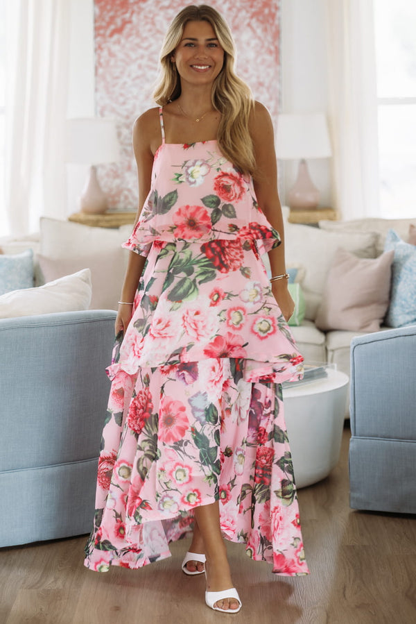 Hazel & Olive SDUH/D2521 Delicate Blooms Maxi Dress - Pink