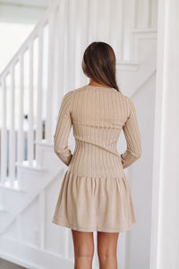 See You Later Mini Dress - Taupe-HAZEL & OLIVE-Small-