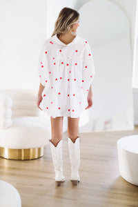Seeing Hearts Button Down Shirt - White Pink and Red-HAZEL & OLIVE-Small-