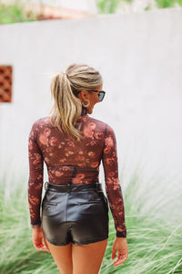 Sheer Indulgence Top - Brown Floral-HAZEL & OLIVE-Small-