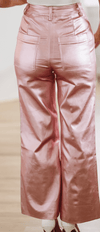 HAZEL & OLIVE Shine Bright Metallic Pants - Pink