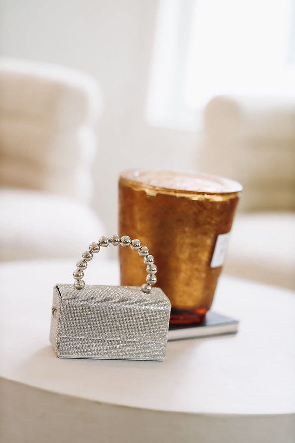 Silver Ball Handle Rhinestone Bag - Silver-HAZEL & OLIVE-