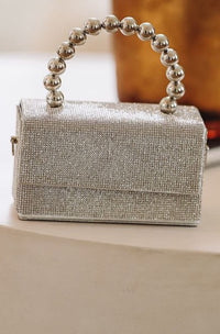 Silver Ball Handle Rhinestone Bag - Silver-HAZEL & OLIVE-