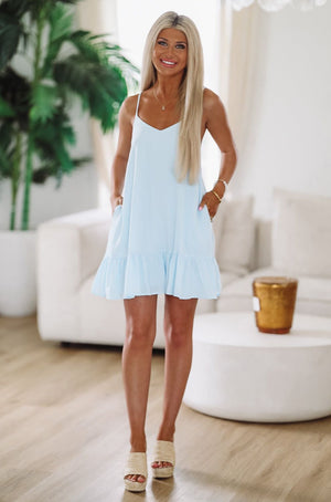 HAZEL & OLIVE Simply Perfect Mini Dress - Light Blue