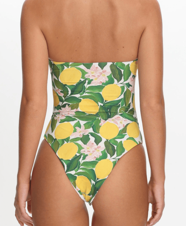 Hazel & Olive SLSW026Y03 Amalfi Lemon Swim Suit - Lemon Yellow, Green and White