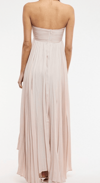 Hazel & Olive SM/21083A The Pleated Halo Maxi Dress - Natural